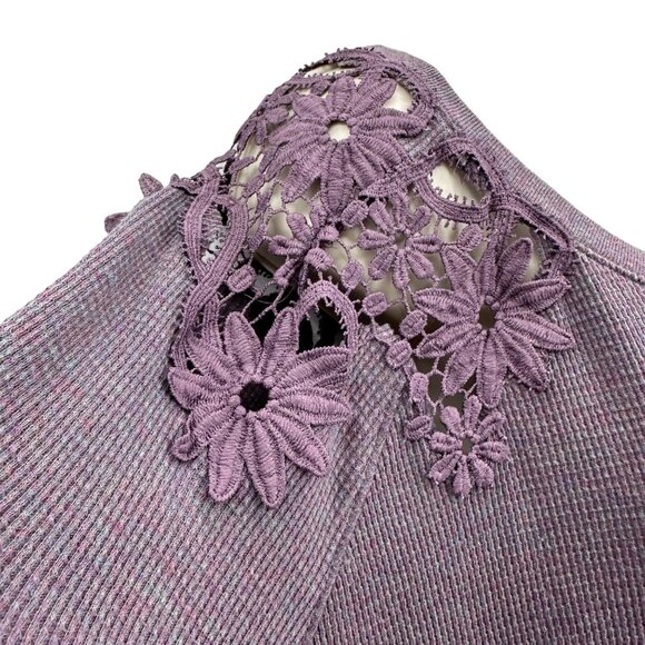 American Eagle Outfitters Womens Lace Thermal Knit  Long Sleeve Size L Purple - Picture 6 of 11